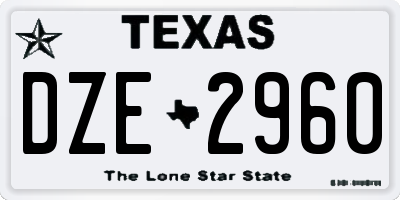 TX license plate DZE2960