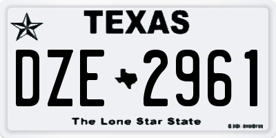 TX license plate DZE2961