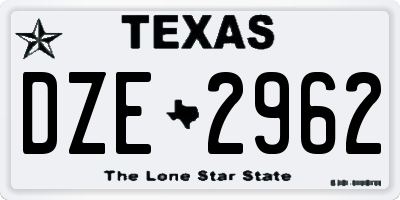 TX license plate DZE2962