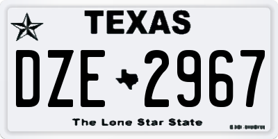 TX license plate DZE2967