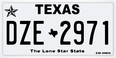 TX license plate DZE2971