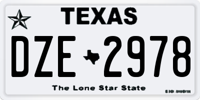 TX license plate DZE2978