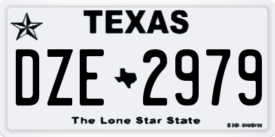 TX license plate DZE2979