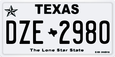 TX license plate DZE2980