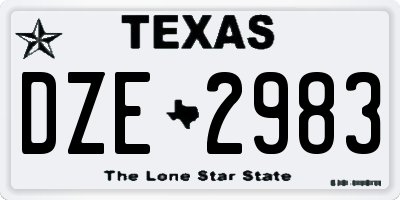 TX license plate DZE2983