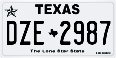 TX license plate DZE2987
