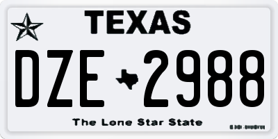 TX license plate DZE2988