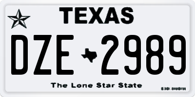 TX license plate DZE2989