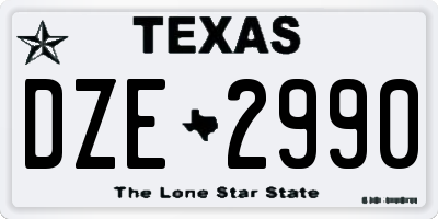 TX license plate DZE2990