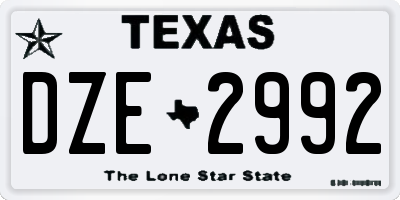 TX license plate DZE2992