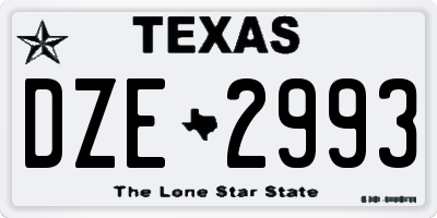 TX license plate DZE2993