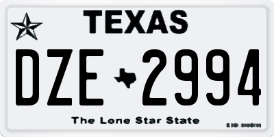 TX license plate DZE2994