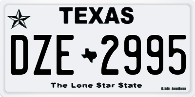 TX license plate DZE2995