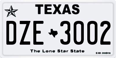 TX license plate DZE3002