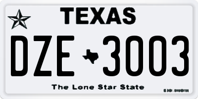 TX license plate DZE3003