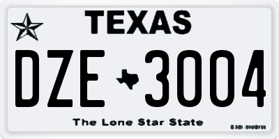 TX license plate DZE3004