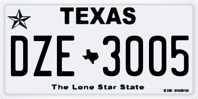 TX license plate DZE3005