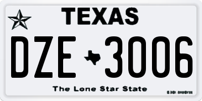 TX license plate DZE3006