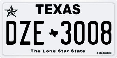 TX license plate DZE3008