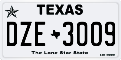 TX license plate DZE3009