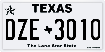 TX license plate DZE3010