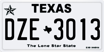 TX license plate DZE3013