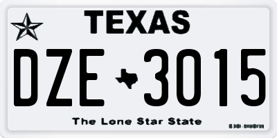 TX license plate DZE3015