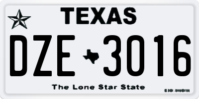 TX license plate DZE3016