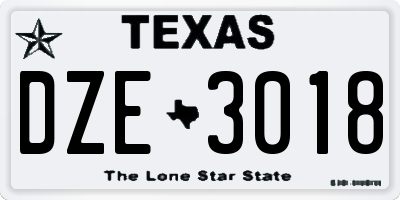 TX license plate DZE3018