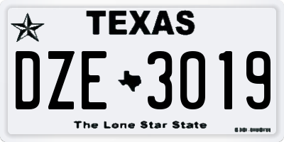 TX license plate DZE3019