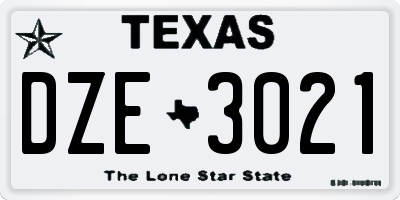 TX license plate DZE3021