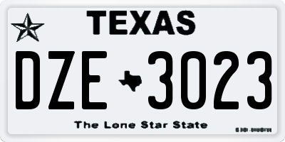 TX license plate DZE3023