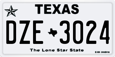 TX license plate DZE3024