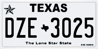 TX license plate DZE3025