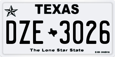 TX license plate DZE3026