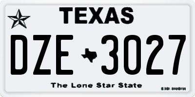 TX license plate DZE3027