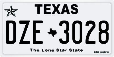 TX license plate DZE3028