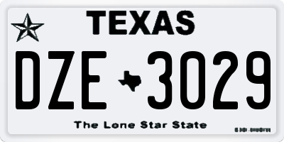 TX license plate DZE3029