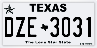 TX license plate DZE3031