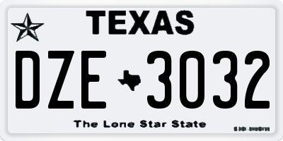 TX license plate DZE3032