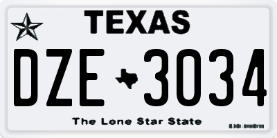 TX license plate DZE3034