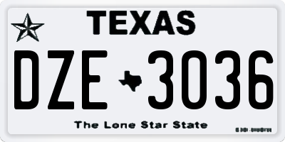 TX license plate DZE3036