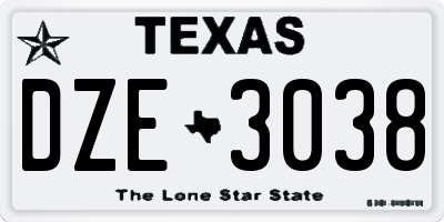 TX license plate DZE3038