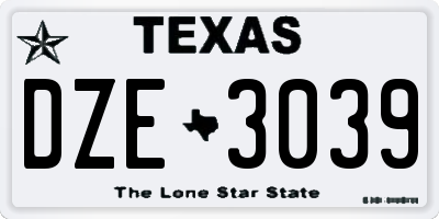 TX license plate DZE3039