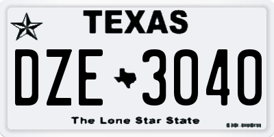 TX license plate DZE3040