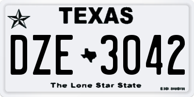 TX license plate DZE3042