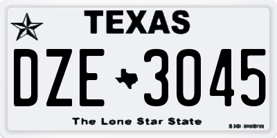 TX license plate DZE3045