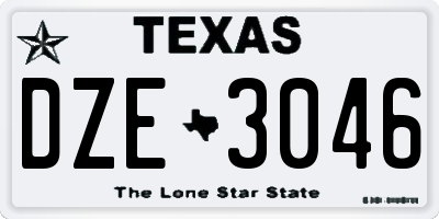 TX license plate DZE3046