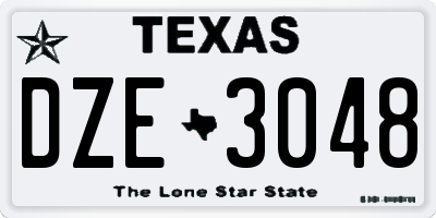 TX license plate DZE3048