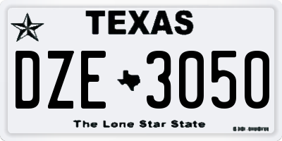 TX license plate DZE3050